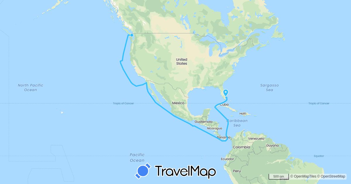 TravelMap itinerary: boat